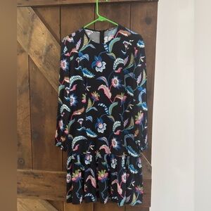 J. McLaughlin Black Floral Long Sleeve Dress
